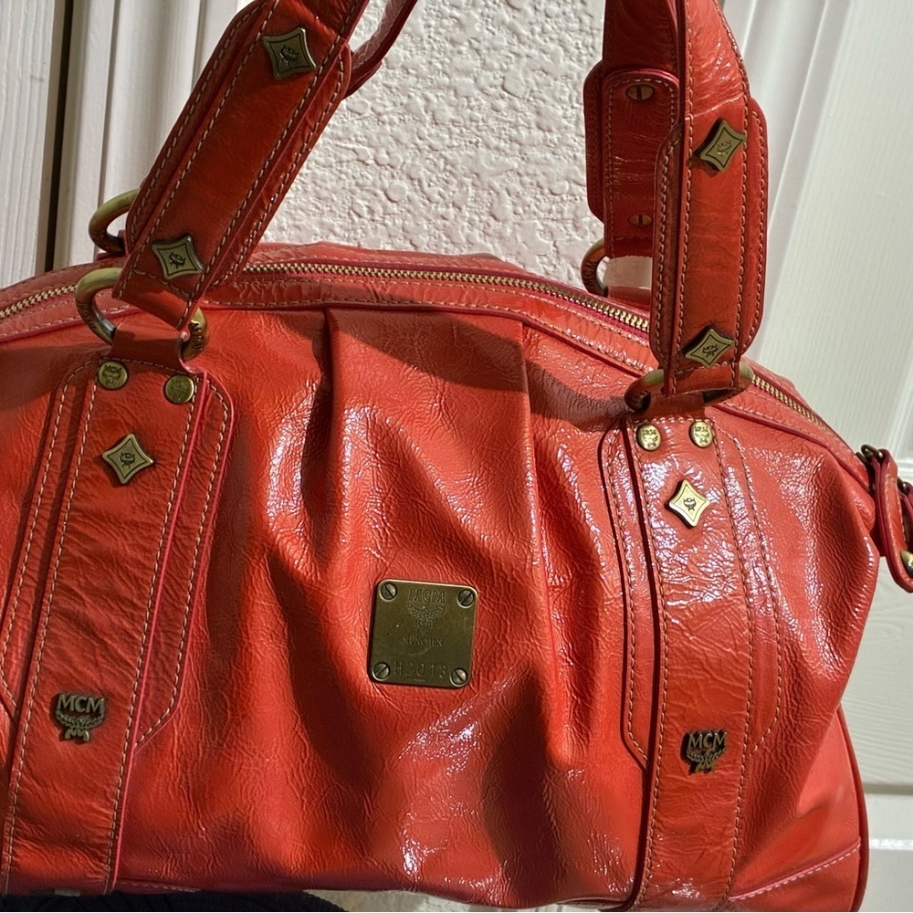 MCM Orange Leather Shoulder Bag - Picture 9 of 10